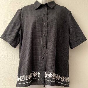 NEW ALLISON DALEY BLACK WHITE CHECKED BUTTON UP SHIRT PLUS